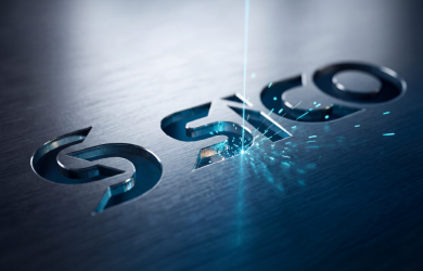 Close-up of Sico logo laser-cut into an industrial steel plate.